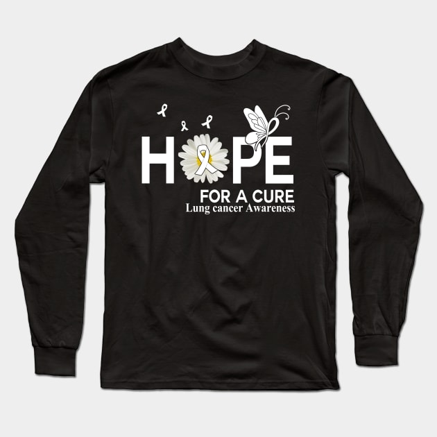 Hope For A Cure Butterfly Flower Lung cancer Long Sleeve T-Shirt by HomerNewbergereq